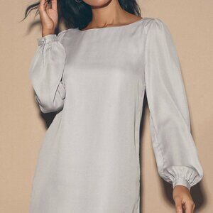 Lulus Status Update Light Grey Shift Dress, Size S